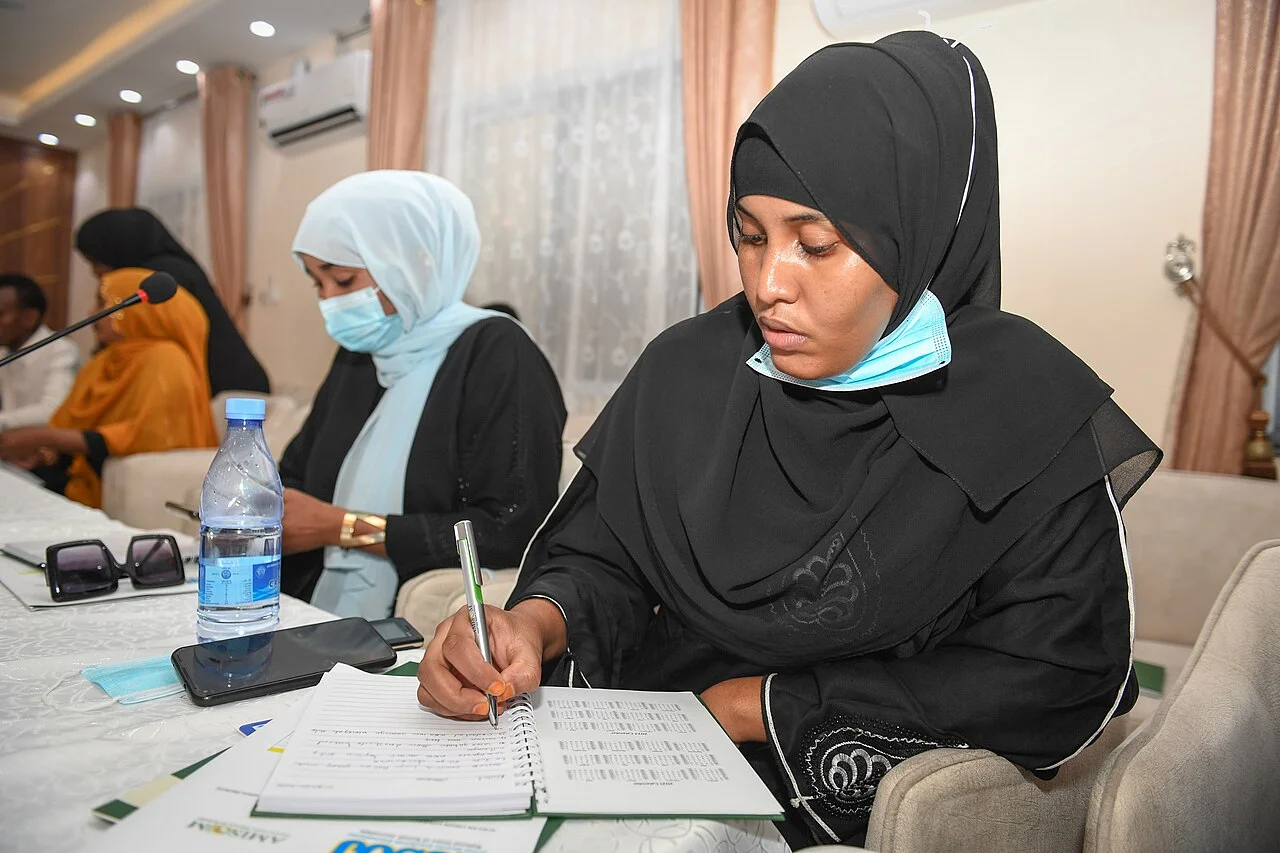 Women attending a journalism training session in Mogadishu.